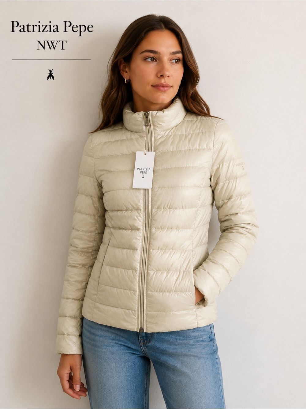 NWT Patricia Pepe Women Cream Puffer Down Jacket